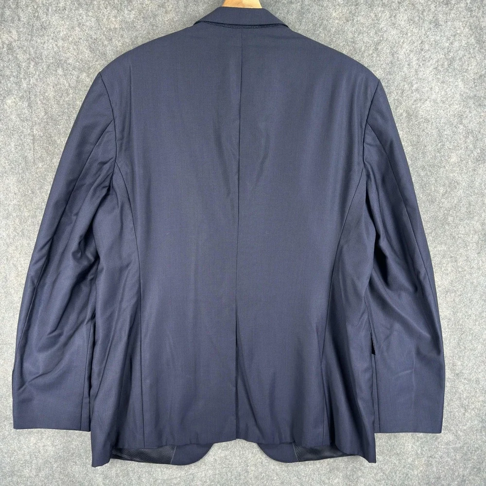 Hugo Boss Suit‎ Jacket Mens 46R Blue 100% Virgin Wool Made USA Union Two Button